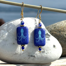 Load image into Gallery viewer, Etched Octopus Earrings Green and Blue