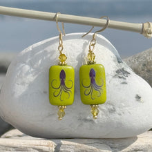 Load image into Gallery viewer, Etched Octopus Earrings Green and Blue