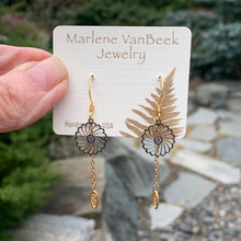 Load image into Gallery viewer, Silver and Gold Metal Flower Drop Earrings- 2 options