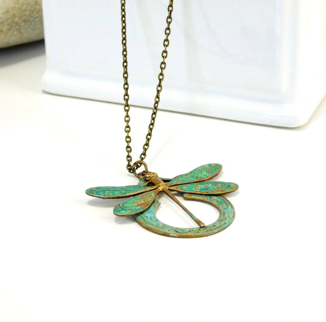 Brass Necklace Large Dragonfly