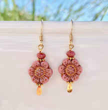 Load image into Gallery viewer, Czech Glass Flower Earrings