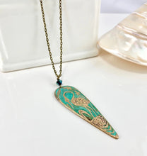 Load image into Gallery viewer, Brass Necklace Blue Heron
