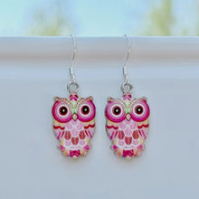 Load image into Gallery viewer, Colored Metal Owl Earrings
