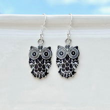 Load image into Gallery viewer, Colored Metal Owl Earrings
