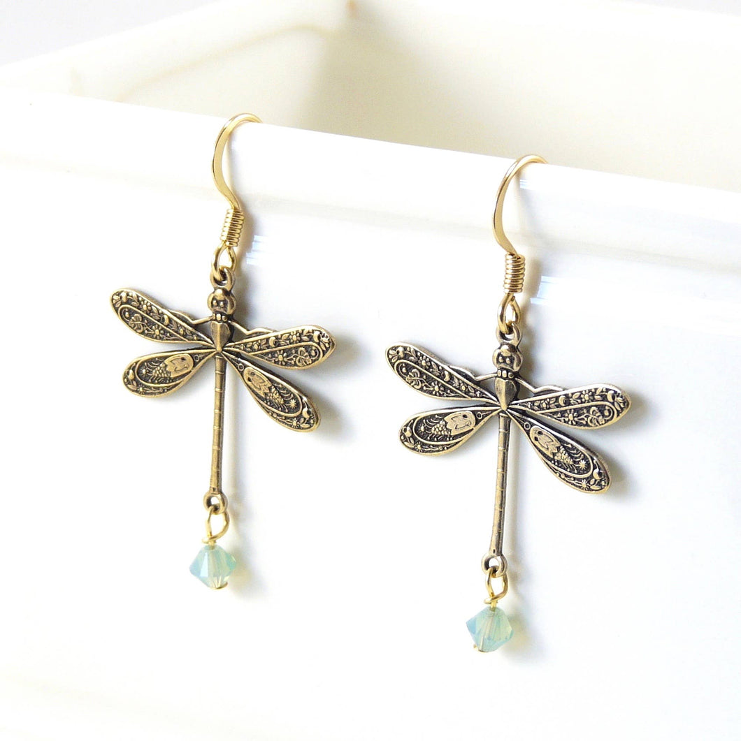 Brass Dragonfly Earrings